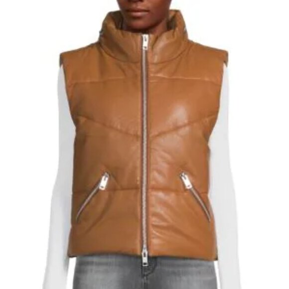 WALTER BAKER Landon Quilted Lamb Leather Puffer Vest Small New - Picture 6 of 12